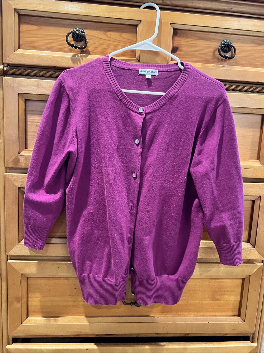Ashley Blue Purple Pink Magenta Button-Front Cardigan Sweater Sz 1x